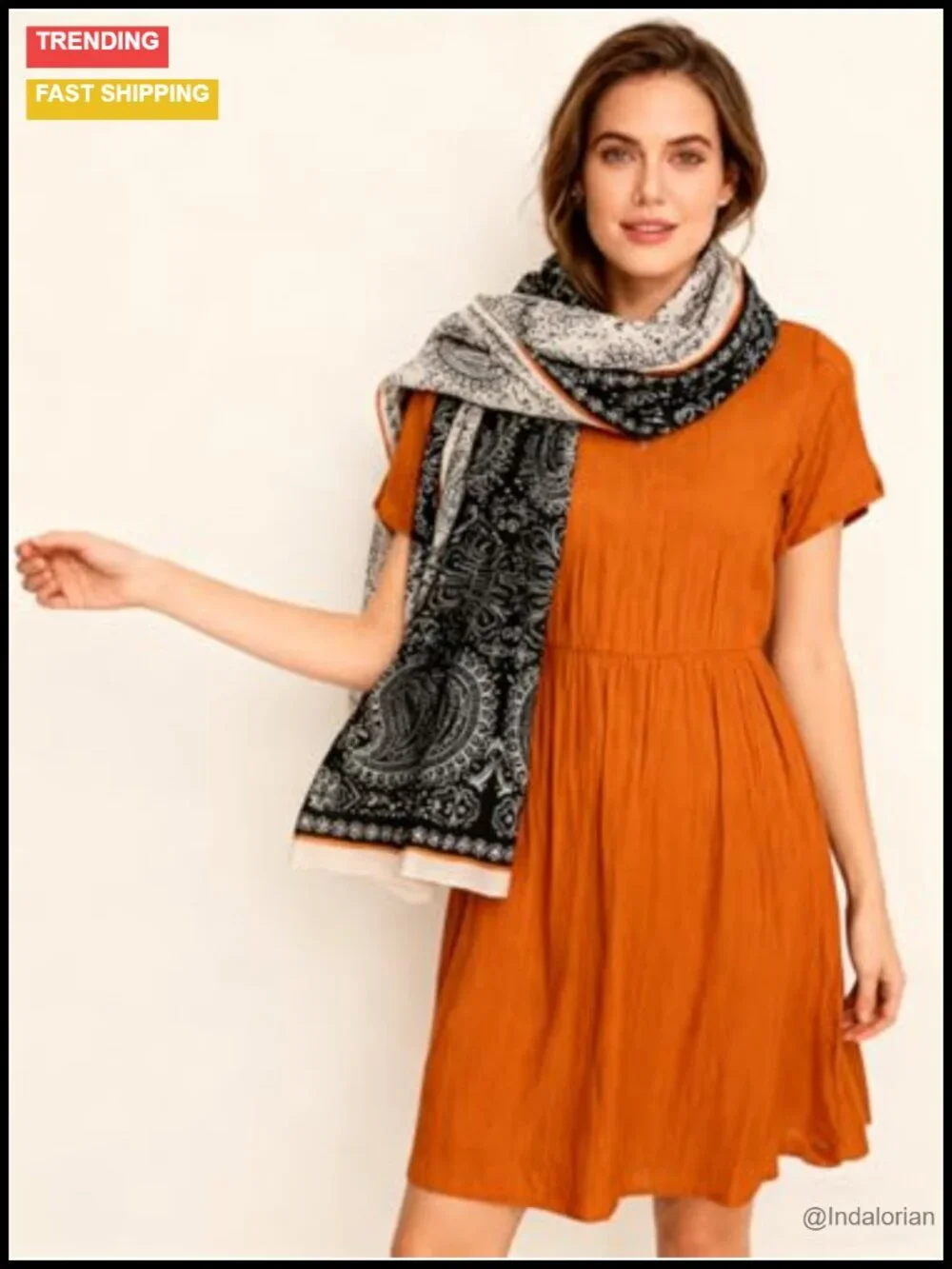Boho Lightweight Scarf Shawl Wrap 70x35 Inches Polyester
